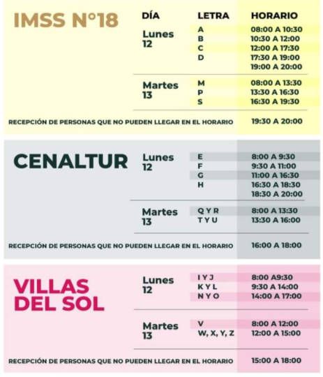 Este lunes 12 comienza la aplicación de segunda dosis de vacuna en Solidaridad