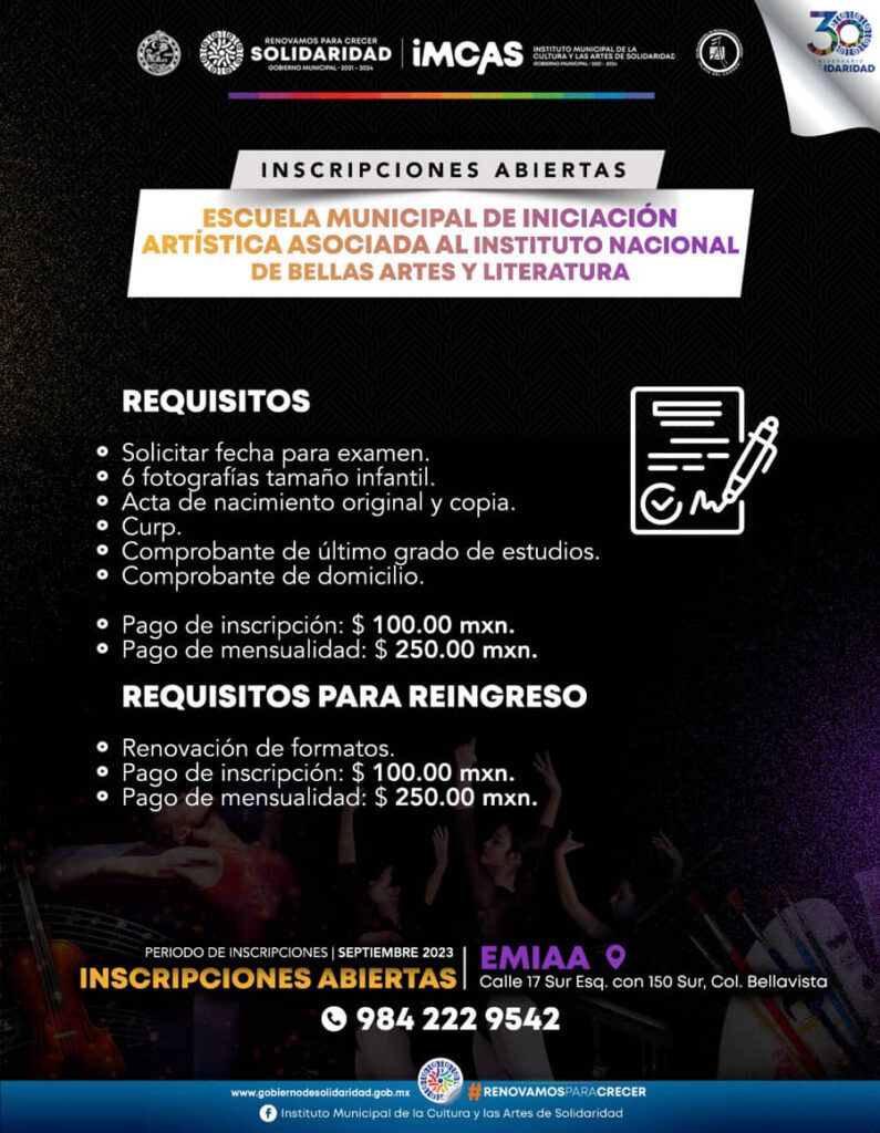 Inscripciones abiertas en Escuela Municipal de Iniciación Artística