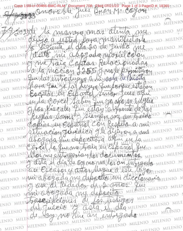 Denuncia "El Chapo" violación a los Derechos Humanos en prisión