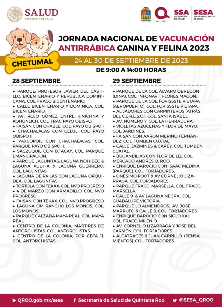 Anuncia SESA Jornada Nacional de Vacunación Antirrábica Canina y Felina 2023