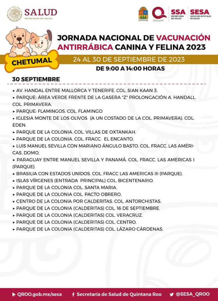 Anuncia SESA Jornada Nacional de Vacunación Antirrábica Canina y Felina 2023