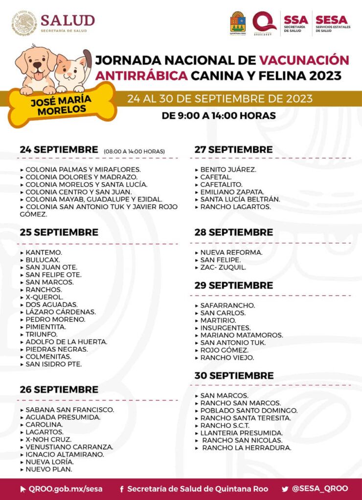 Anuncia SESA Jornada Nacional de Vacunación Antirrábica Canina y Felina 2023