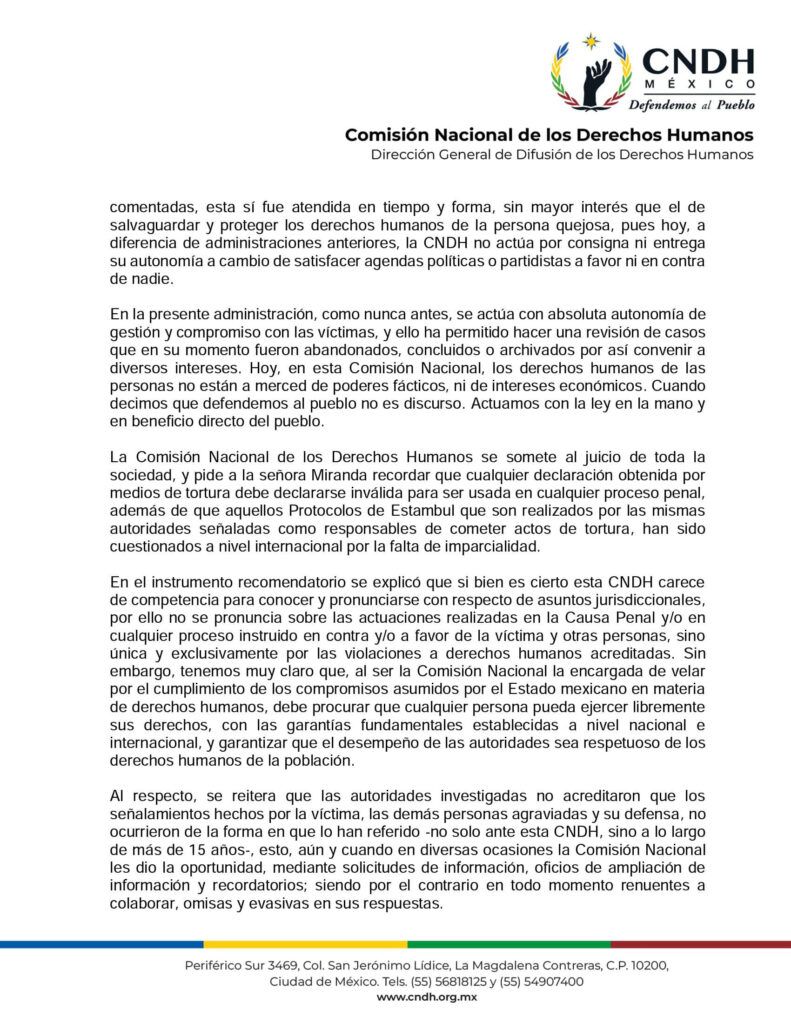 Rechaza CNDH haber emitido “recomendación a modo” en el caso Wallace