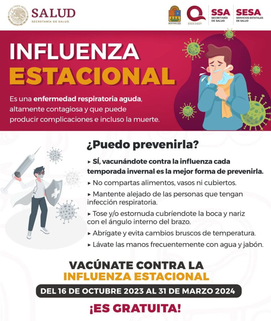Inicia este lunes Jornada Nacional de Vacunación contra Influenza