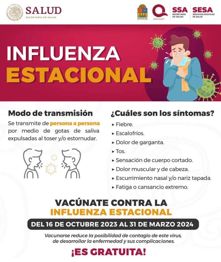 Inicia este lunes Jornada Nacional de Vacunación contra Influenza