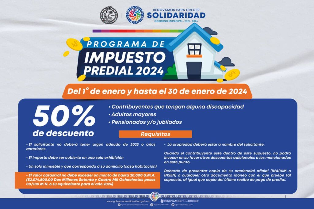 Otorgan descuentos en pago del impuesto predial 2024