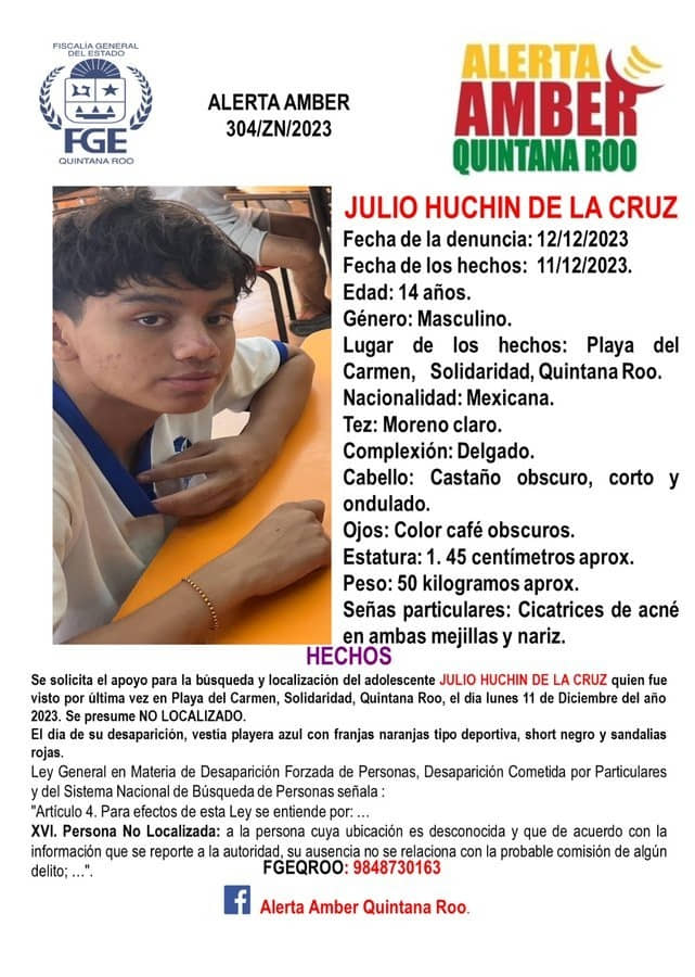 Piden ayuda para localizar a tres adolescentes en Playa del Carmen