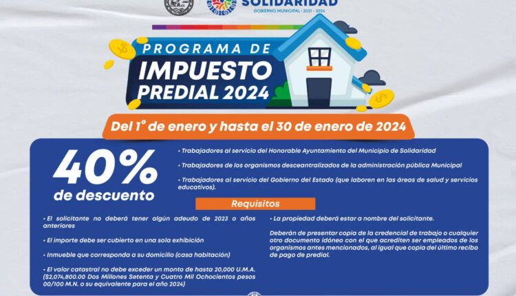 En enero, continúan descuentos en predial del 25, 40 y 50%