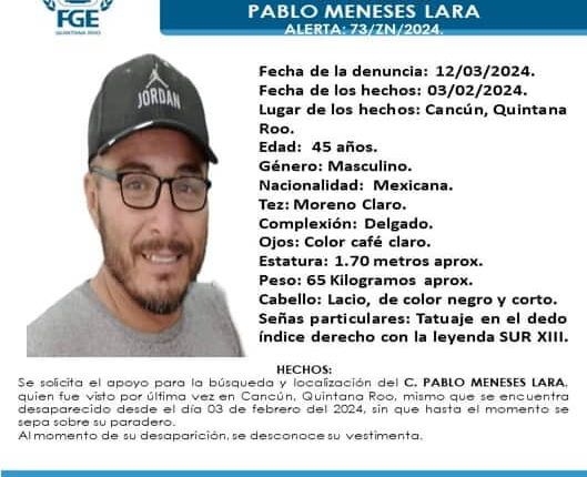 Solicitan ayuda para localizar a C. Pablo Meneses Lara