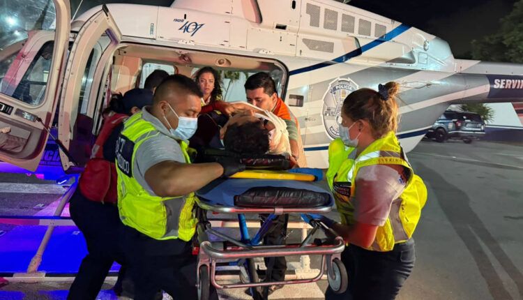 Helicóptero de la SSC Playa del Carmen realiza rescate aéreo luego de accidente en Puerto Morelos