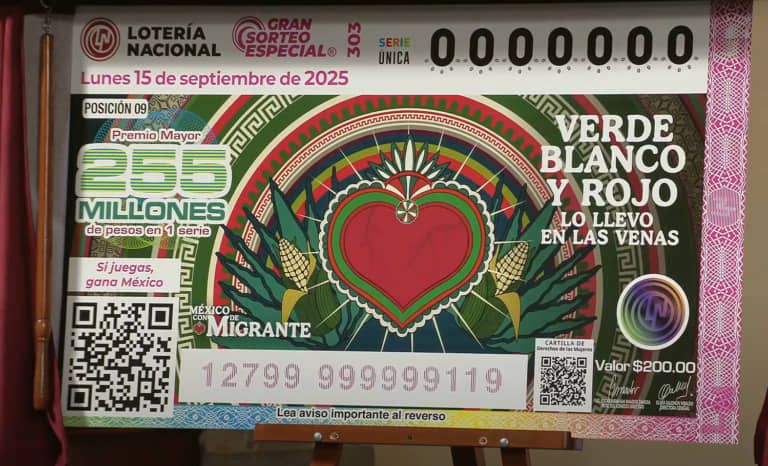 Sorteo especial del 15-S: Lotería Nacional destinará millones a apoyar migrantes