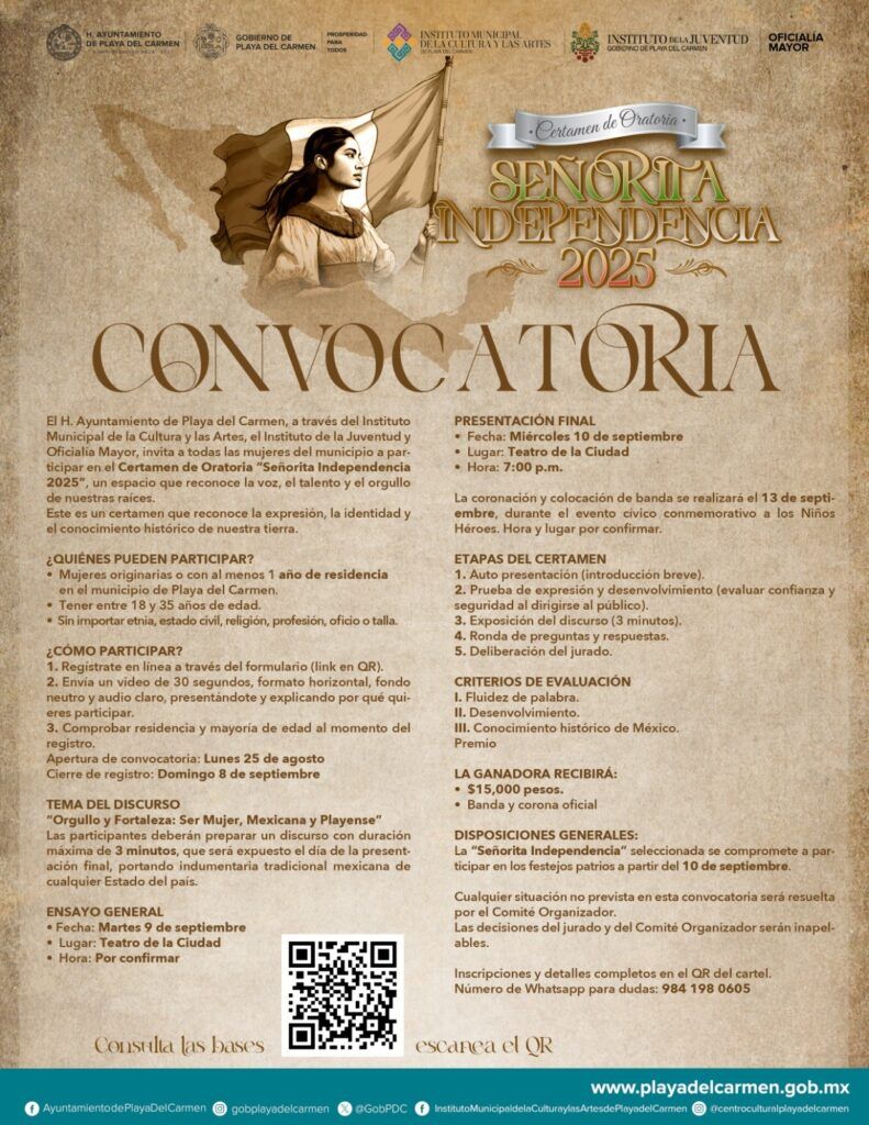 Convocan a playenses a participar en el certamen “Señorita Independencia 2025”