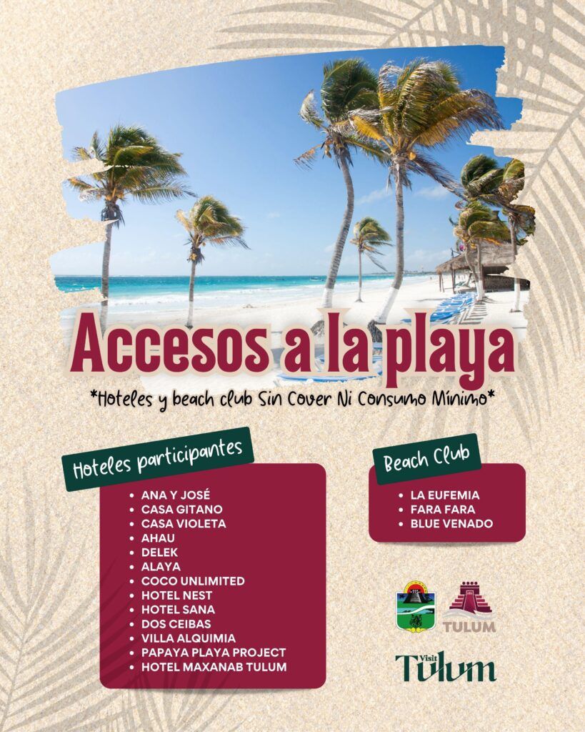 Garantiza Tulum acceso libre a la playa: 15 hoteles y beach clubs permitirán ingreso sin cover ni consumo mínimo