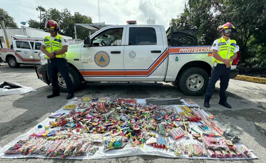 Gobierno de Playa del Carmen decomisa 300 kg de pirotecnia en operativo de fin de año
