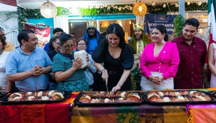 Estefanía Mercado encabeza corte de monumental Rosca de Reyes de 2.5 kilómetros en Playa del Carmen