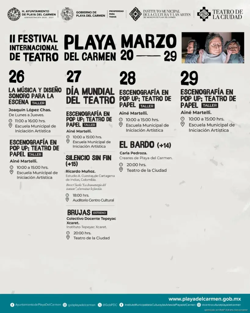 Gobierno de Estefanía Mercado presenta el II Festival Internacional de Teatro de Playa del Carmen