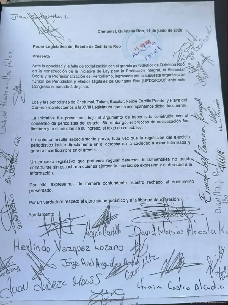 Periodistas de Quintana Roo rechazan iniciativa de ley que busca regular la actividad periodística; exigen transparencia y consulta abierta