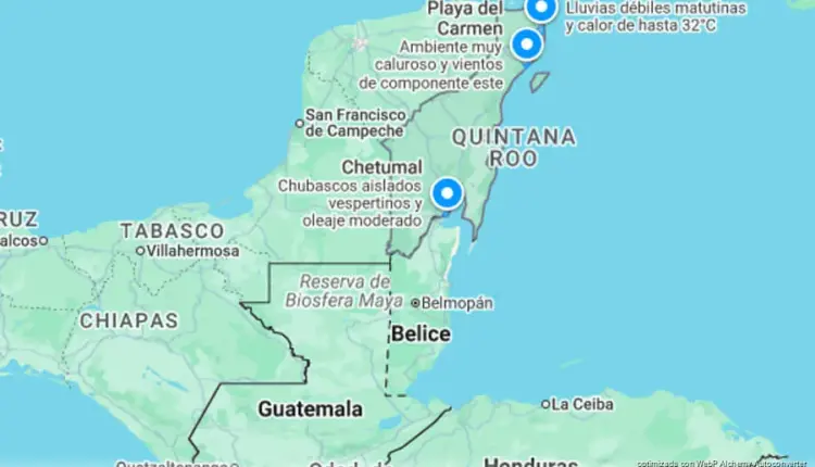 Calor de hasta 40 grados y lluvias aisladas marcarán la jornada en Quintana Roo