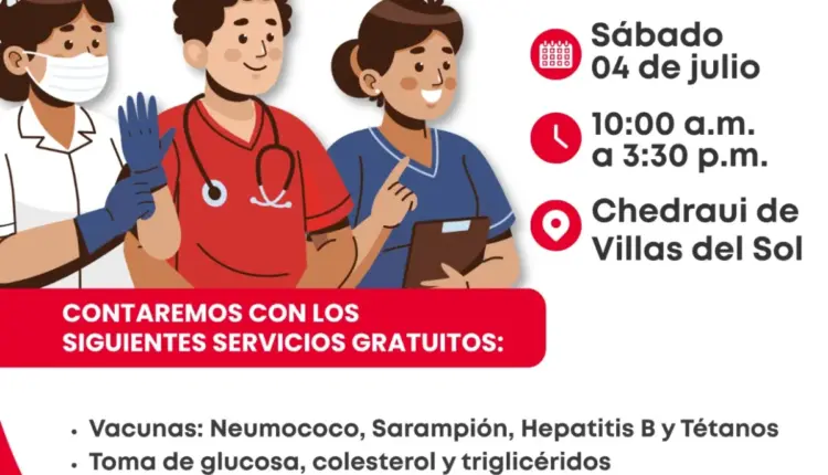 Brigada de salud gratuita ofrecerá vacunas y pruebas médicas en Playa del Carmen