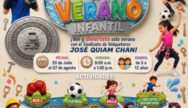 Sindicato de Volqueteros abre inscripciones para curso de verano infantil en Playa del Carmen