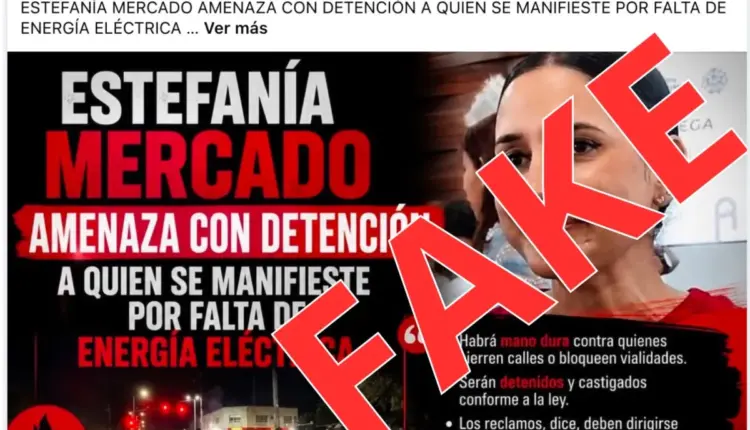 Falso que Estefanía Mercado amenace con detener a ciudadanos por manifestarse ante fallas de energía eléctrica