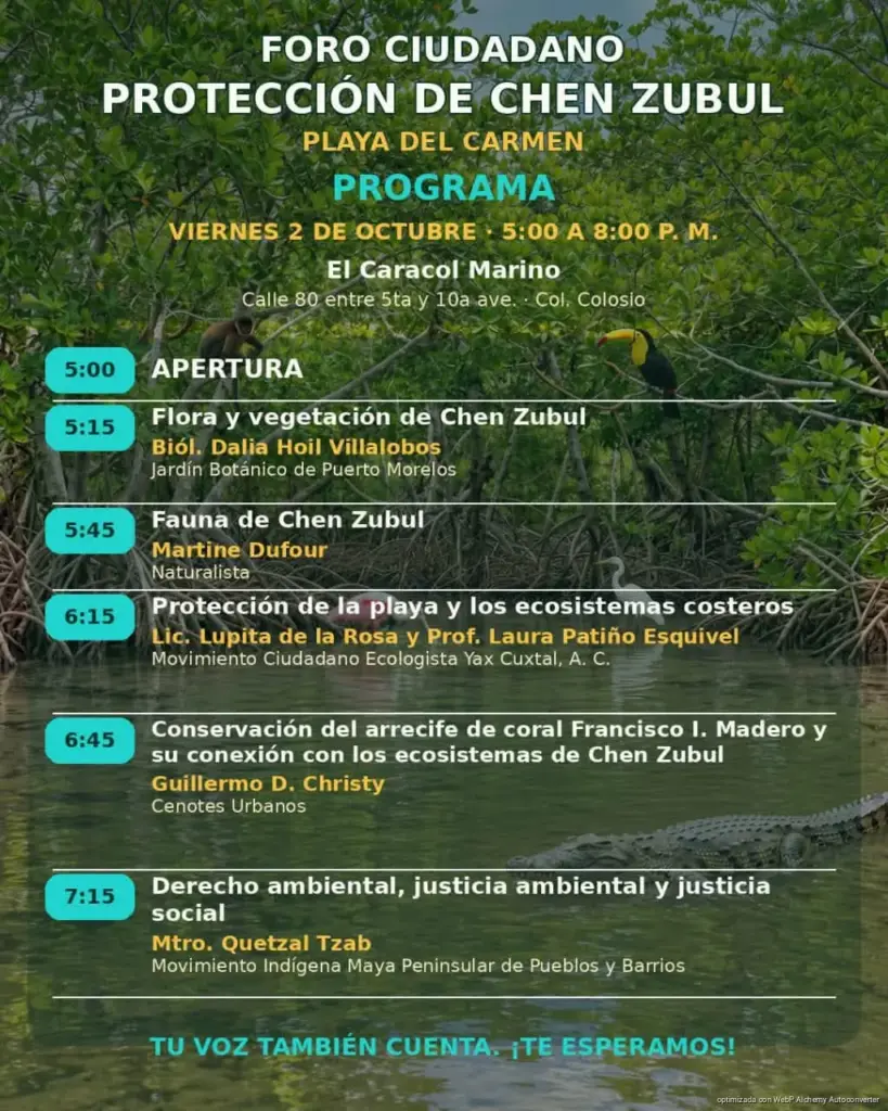 Foro ciudadano abordará la protección de Chen Zubul en Playa del Carmen