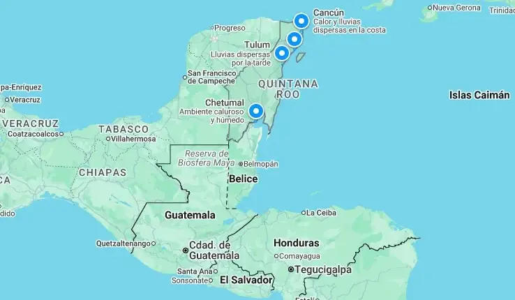 Quintana Roo tendrá calor y lluvias fuertes este jueves