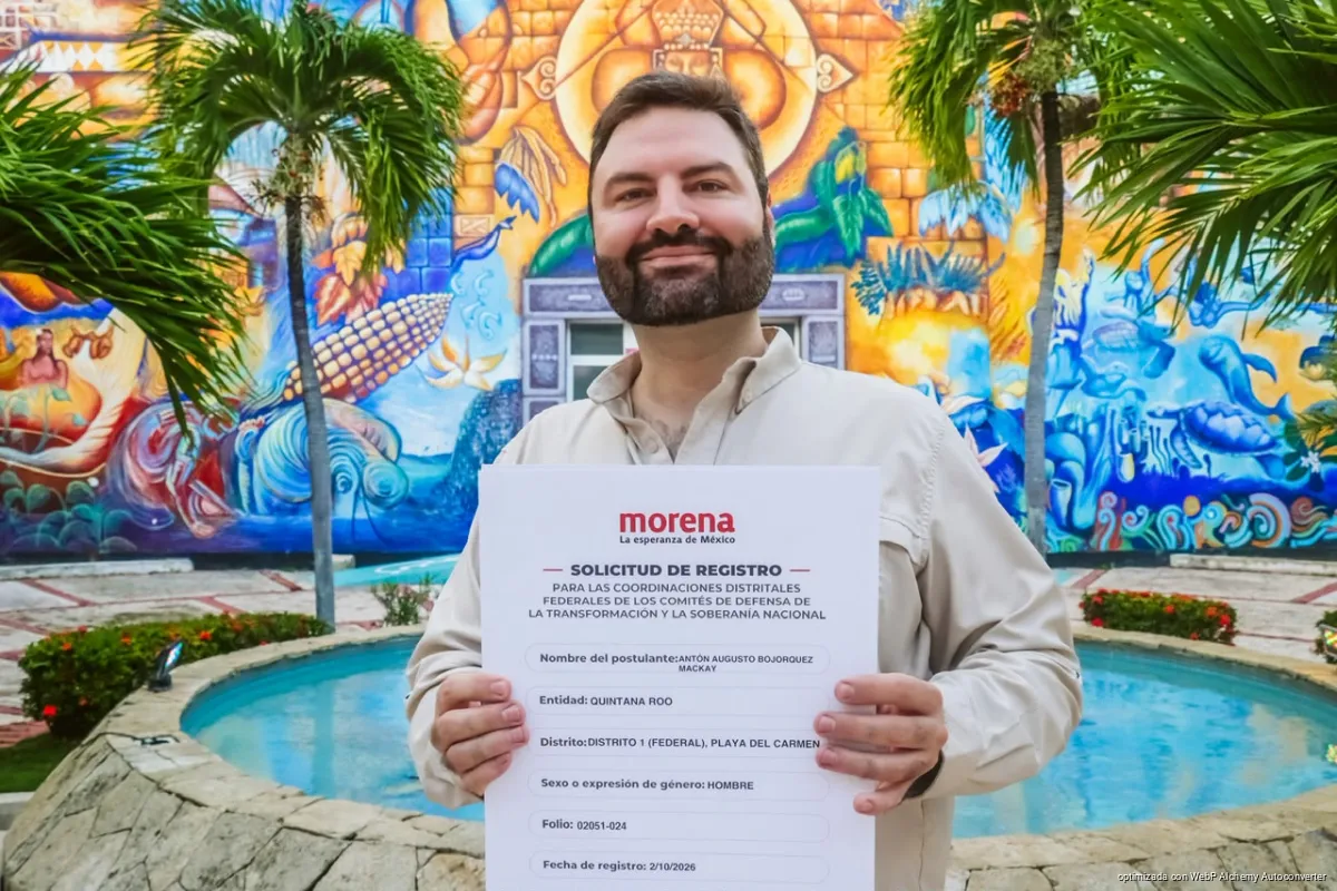 Antón Bojorquez formaliza su registro para la Coordinación Distrital Federal por el Distrito 1 en Quintana Roo